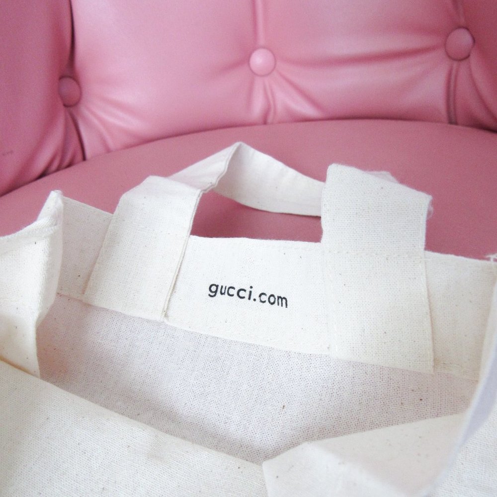 GUCCI Reusable Cotton Canvas Tote Bag Mini / in Cream - Picture 3 of 7